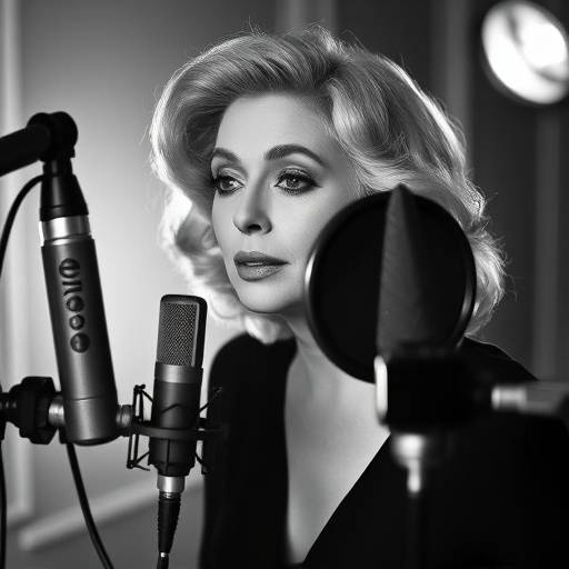 Image de Catherine Deneuve enregistrant une voix off